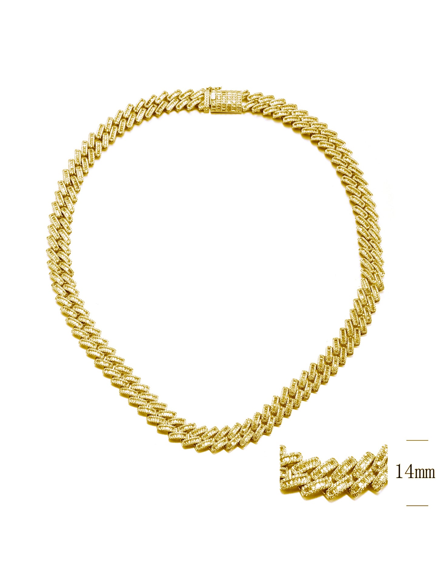 Collana a Maglie Oblique Iced Out 14mm con Zirconia Baguette