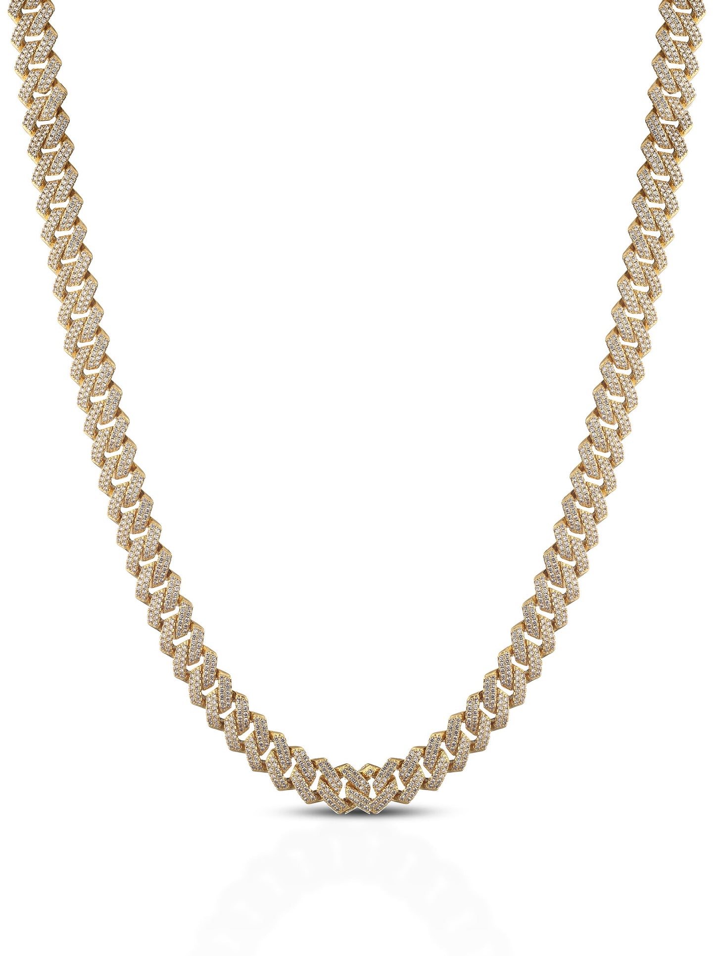 Collana Maglia Cubana (Cuban Link) Iced Out Dorata con Pavé