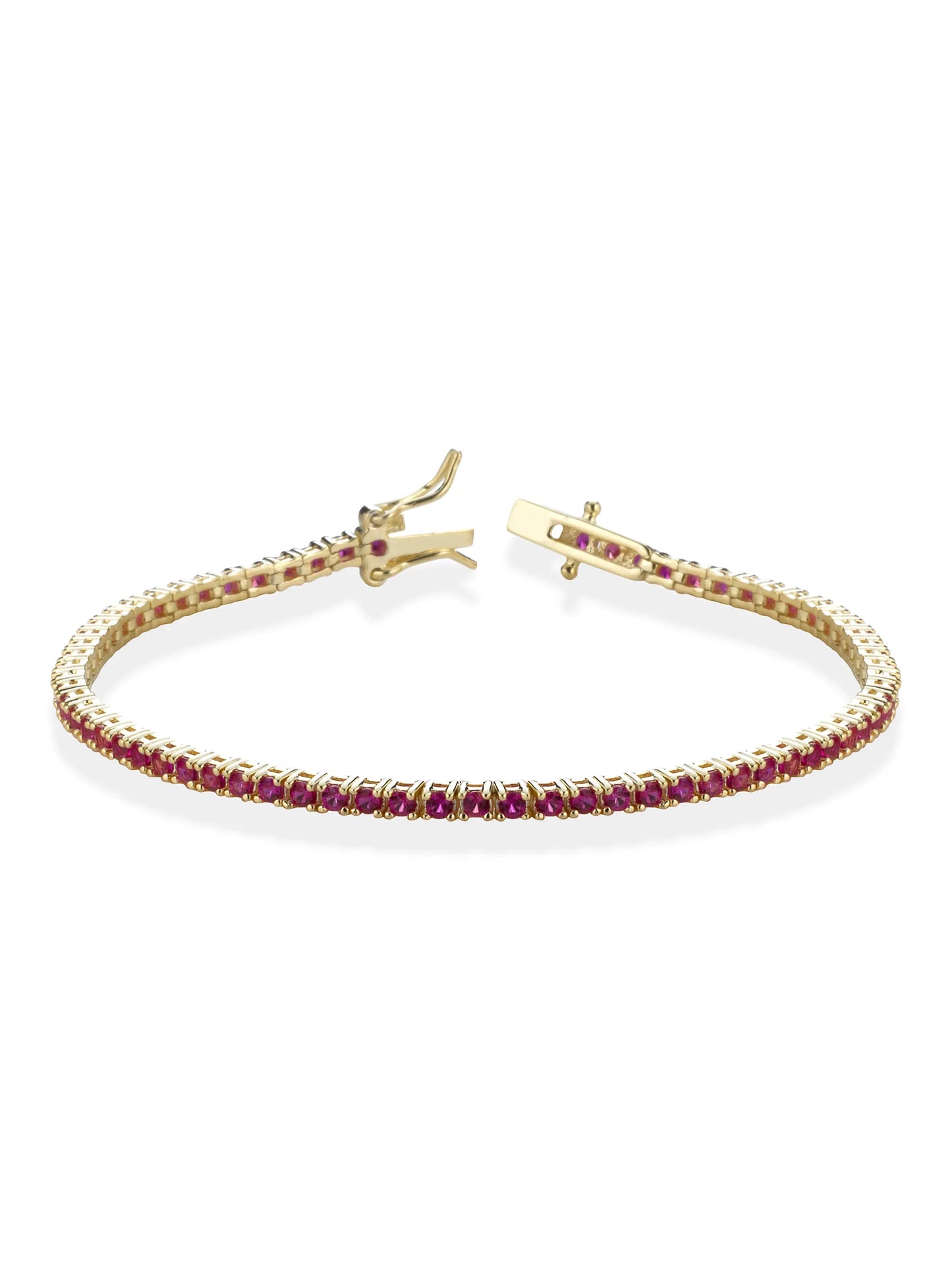 Bracciale "TENNIS" Gold con pietre fucsia