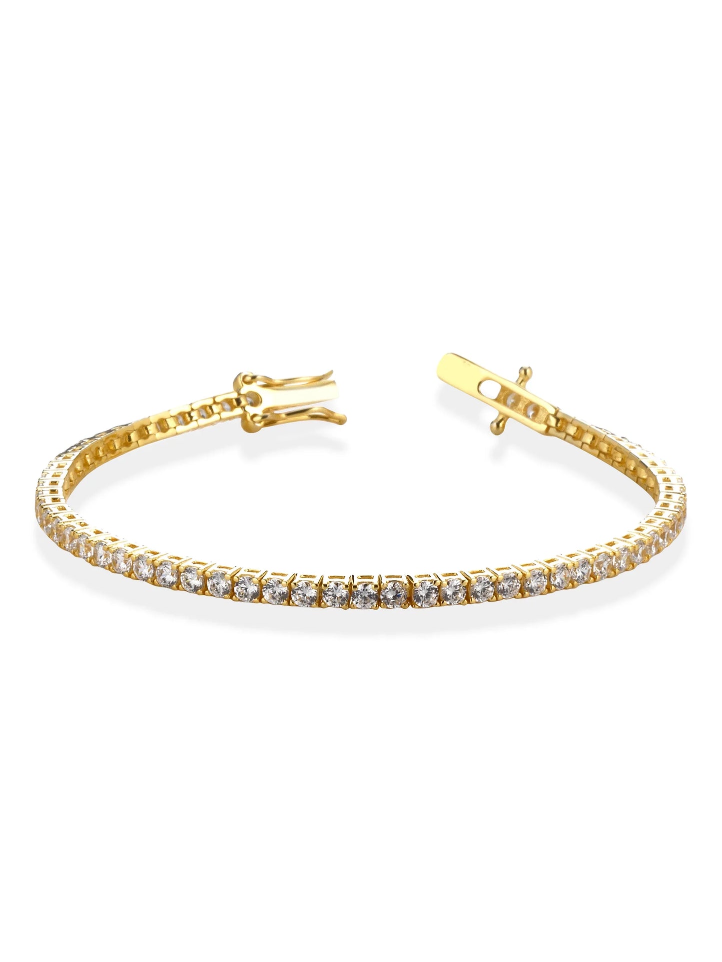 Bracciale Tennis Oro Giallo in Acciaio Inossidabile con Pietre Bianche