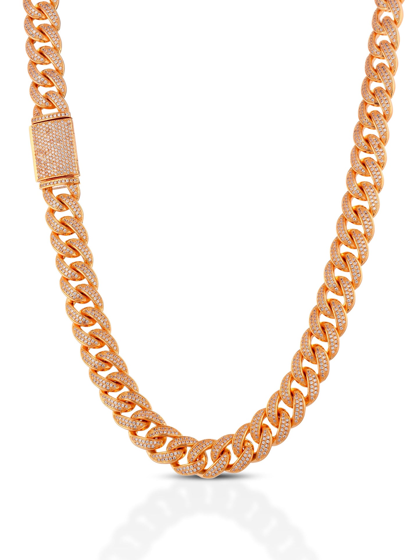 Collana Maglia Cubana (Cuban Link) Iced Out Oro Rosa con Pavé