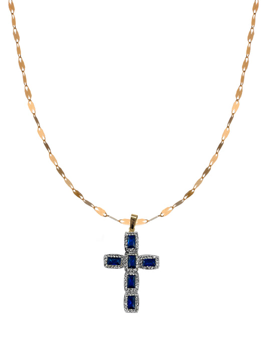 Collana specchiata con croce oro18kt