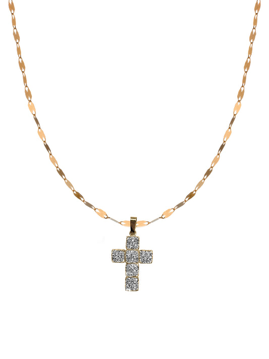 Collana specchiata con croce oro18kt