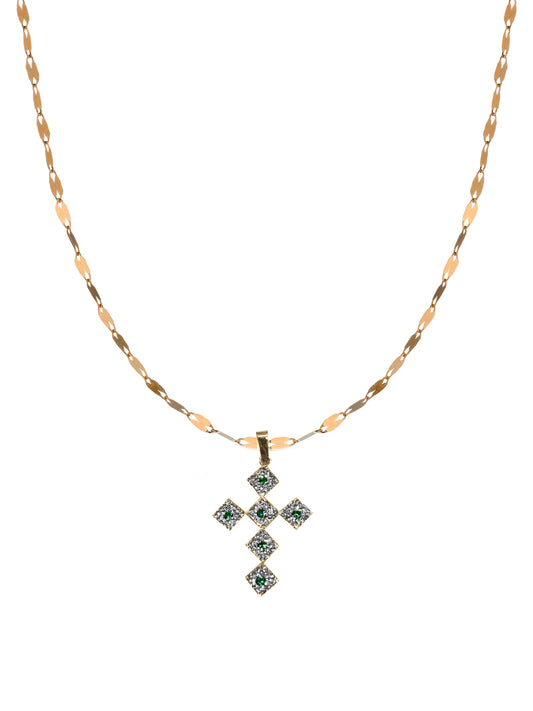 Collana specchiata con croce oro18kt