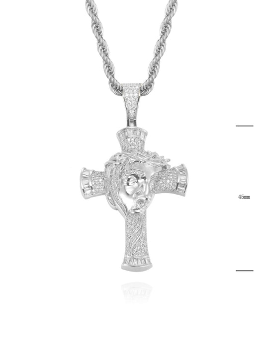 Collana "CROSS HOLY FACE" Silver