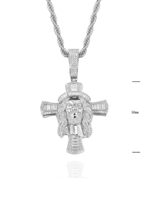 Collana "CROSS HOLY FACE BIG" Silver