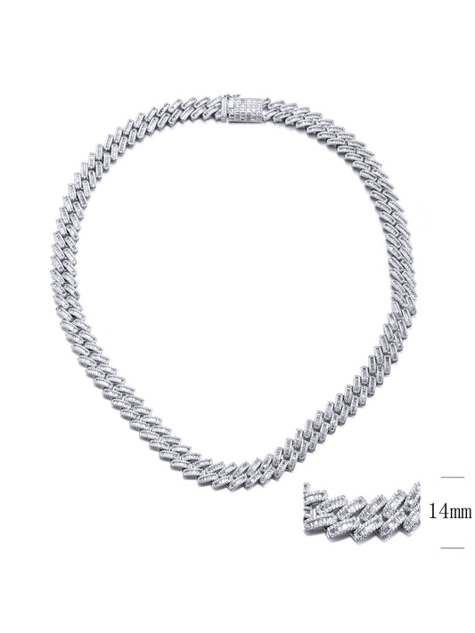 Collana "CUBAN LINK CHAIN MIX BAGUETTE" Silver