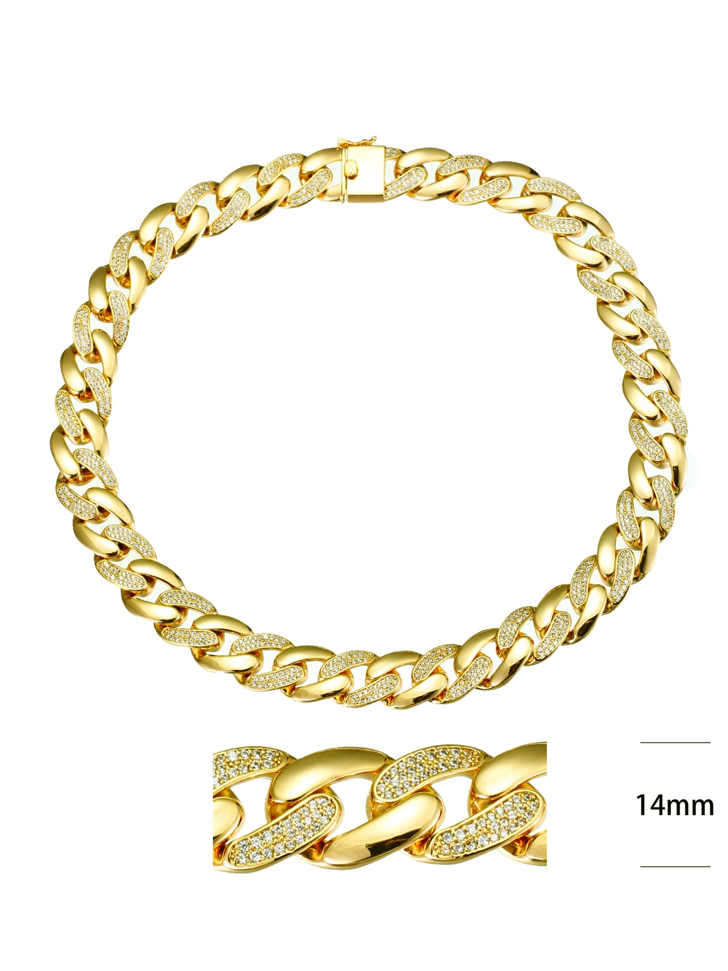 Collana "CUBAN LINK WITH STONES" Gold