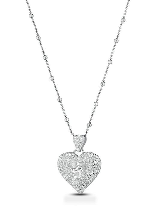 Collana in argento 925 con pendente cuore solitario silver