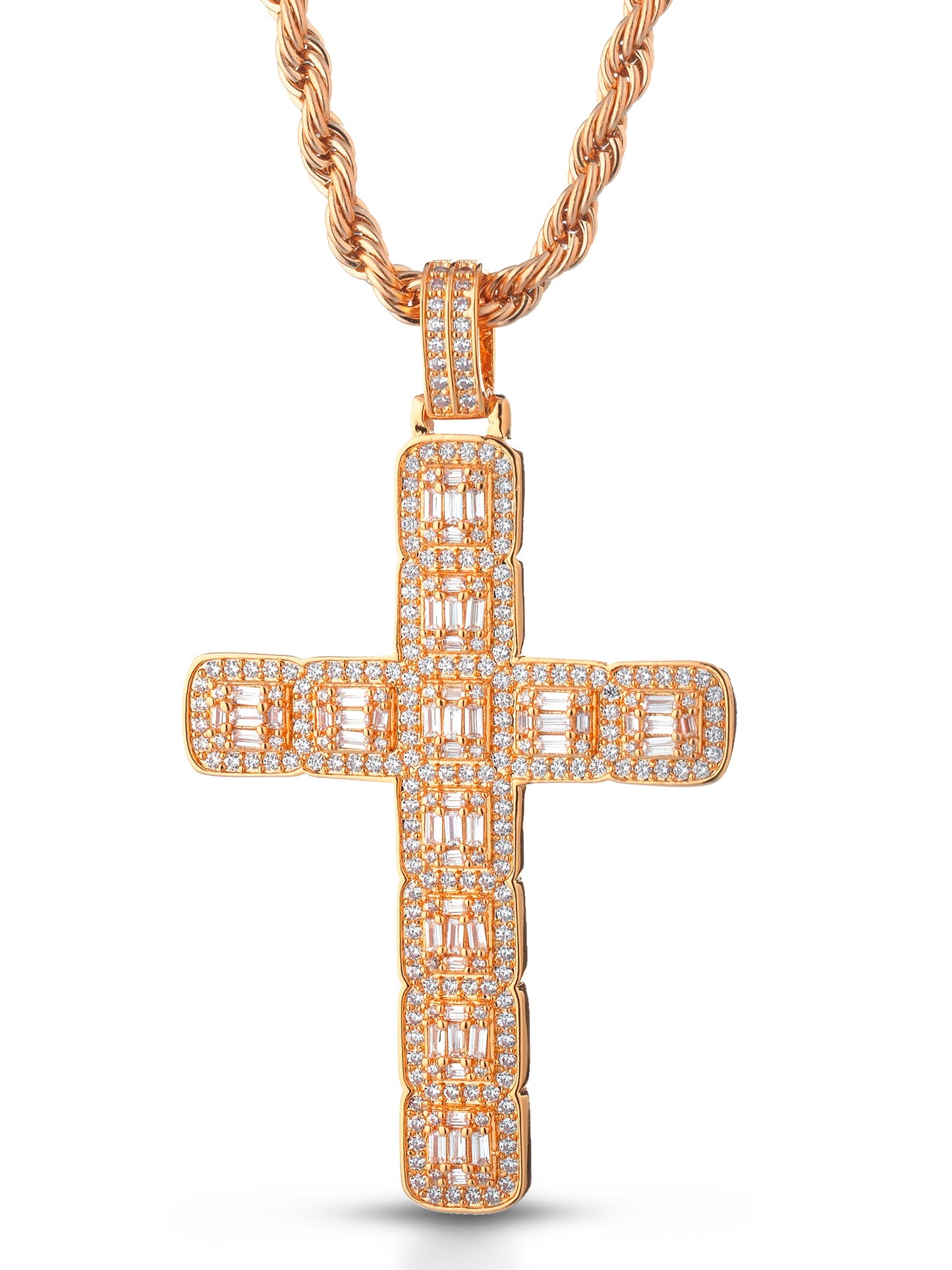 Collana "ICE CROSS BAGUETTE" Rose