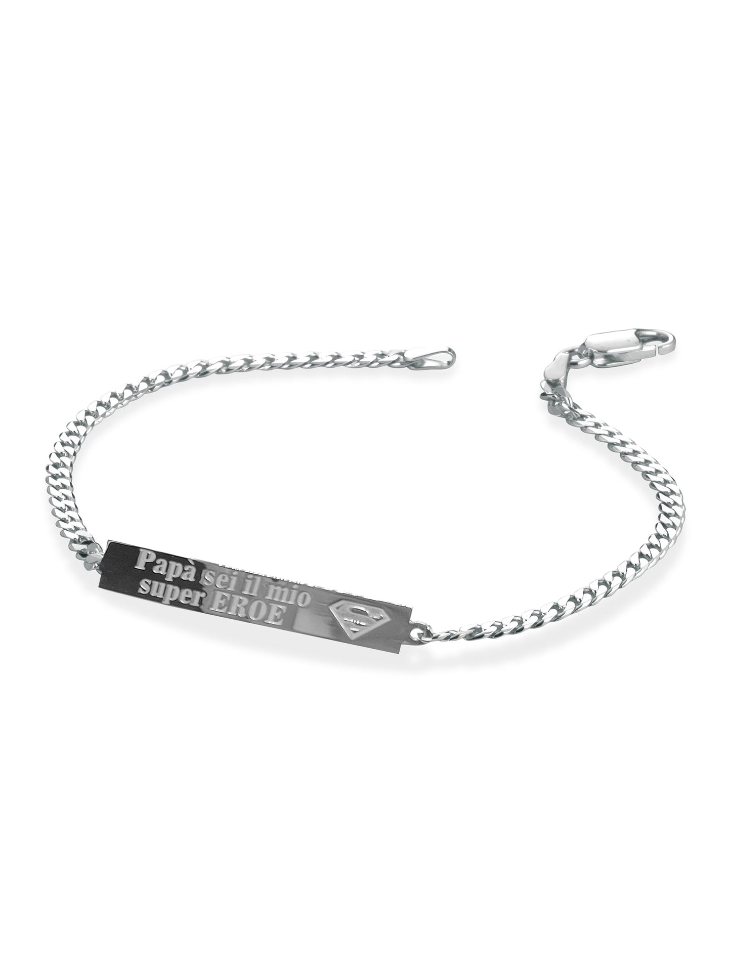 Bracciale TARGHETTA "PAPA' SEI IL MIO SUPEREORE" IN ARGENTO 925