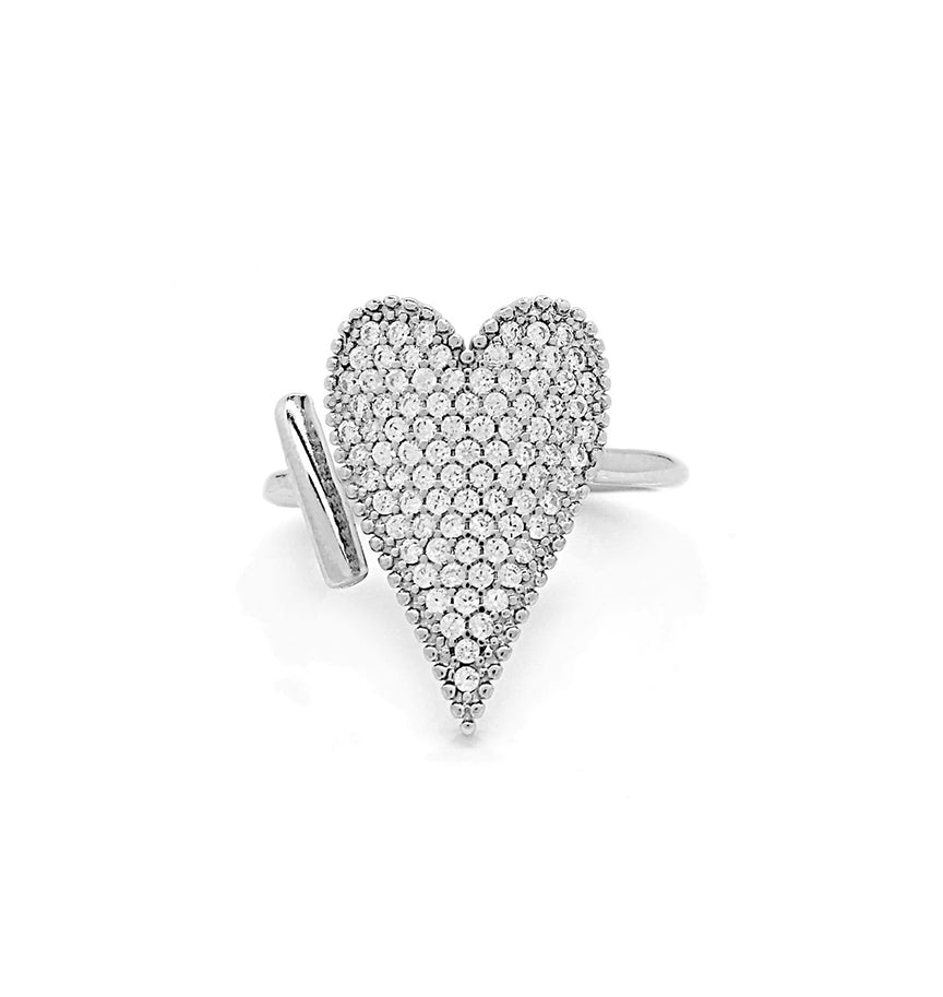 Anello "HEART PAVE'" Silver