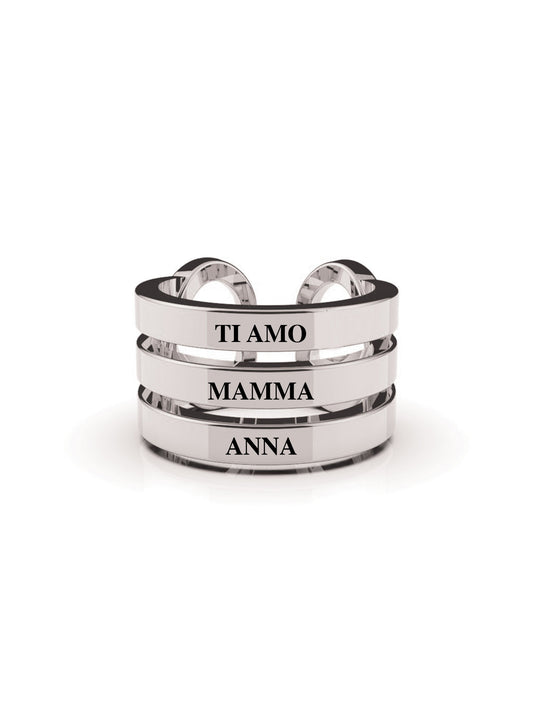 ANELLO PERSONALIZZATO CON NOME MULTIPLO SILVER