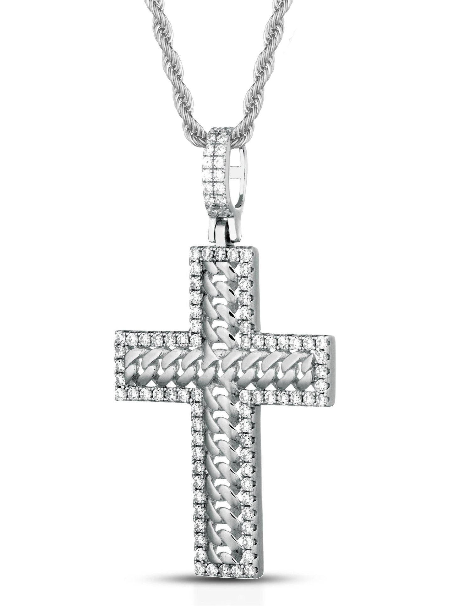 Collana "CUBAN-SQUARE CROSS" Silver