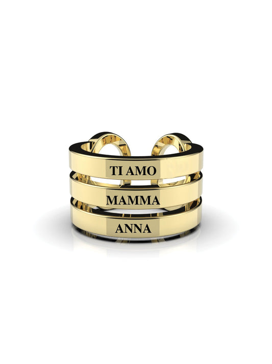 ANELLO PERSONALIZZATO CON NOME MULTIPLO GOLD