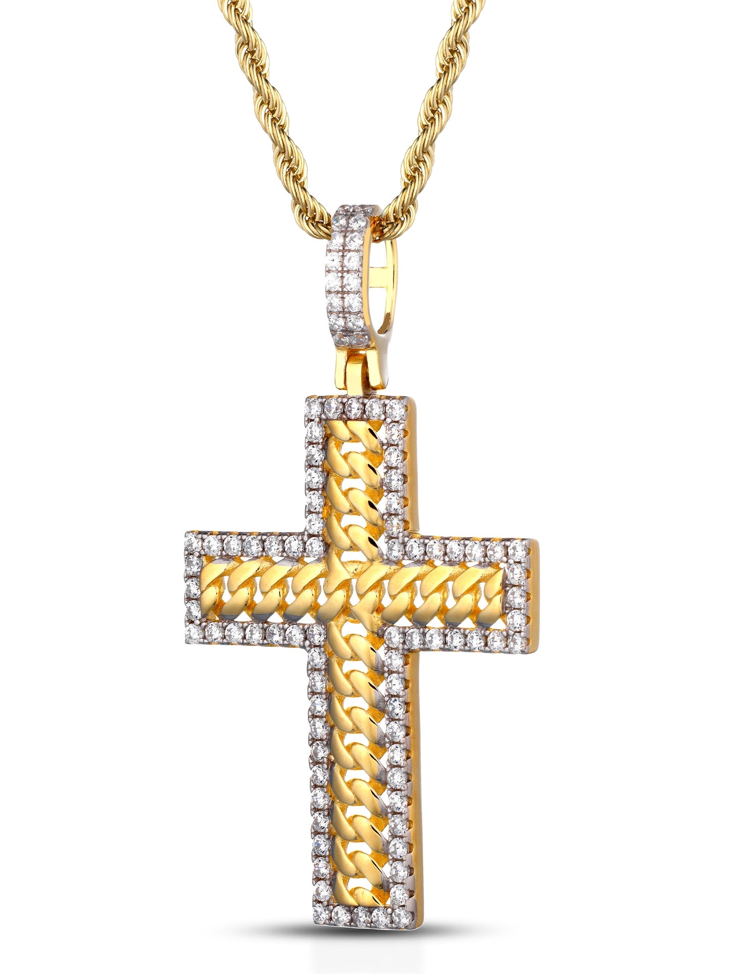 Collana "CUBAN-SQUARE CROSS" Gold