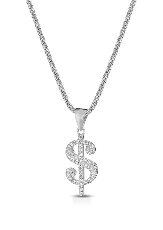 Collana in argento con pendente money silver