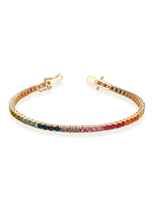 Bracciale "TENNIS" Gold con pietre rainbow