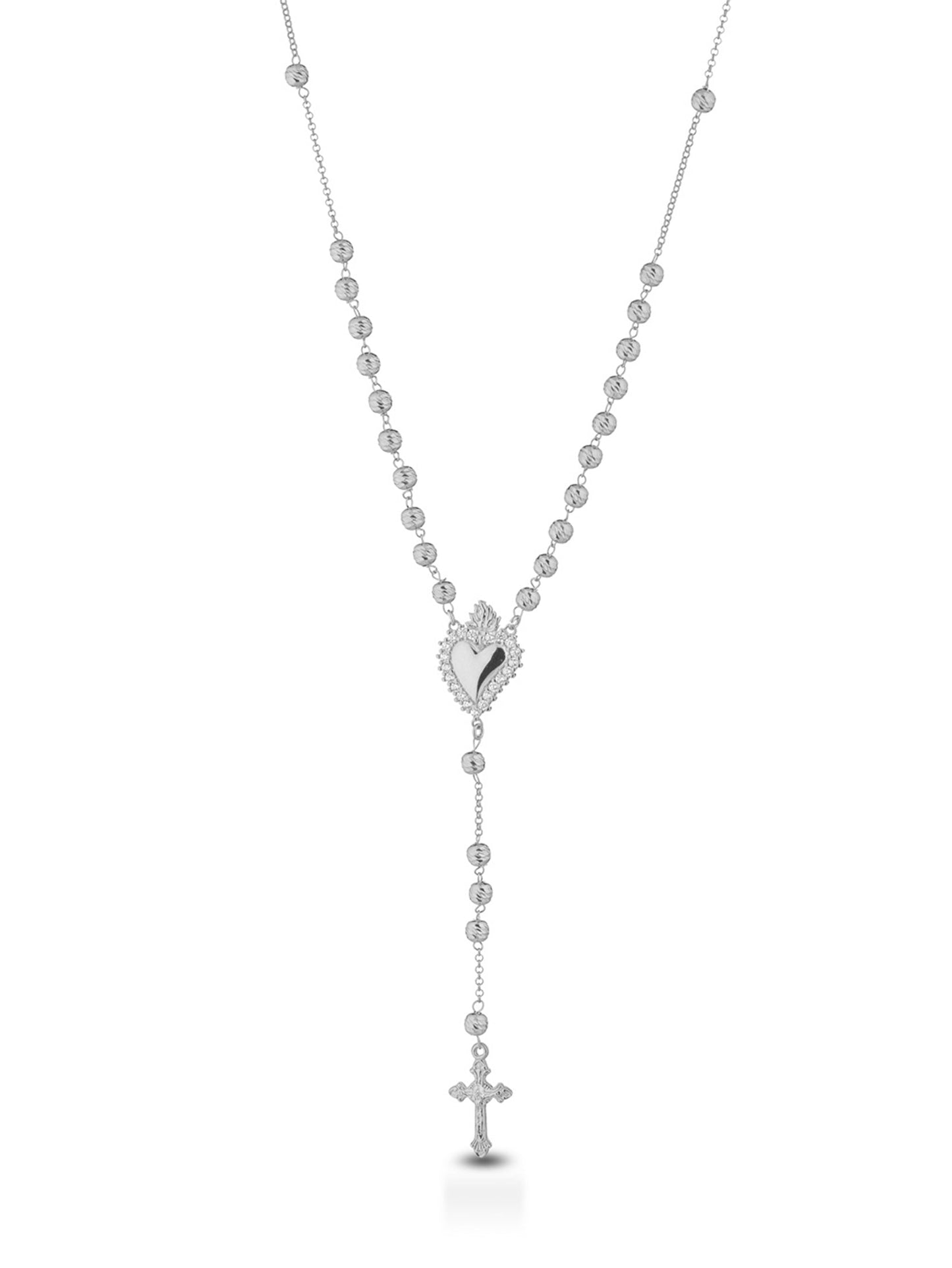 Collana "ROSARIO CUORE SACRO" in Argento bianco